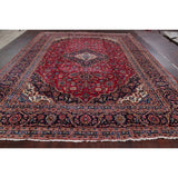 Vintage Floral Medallion Kashan Persian Oriental Area Rug Handmade - 9'8" x 13'2"