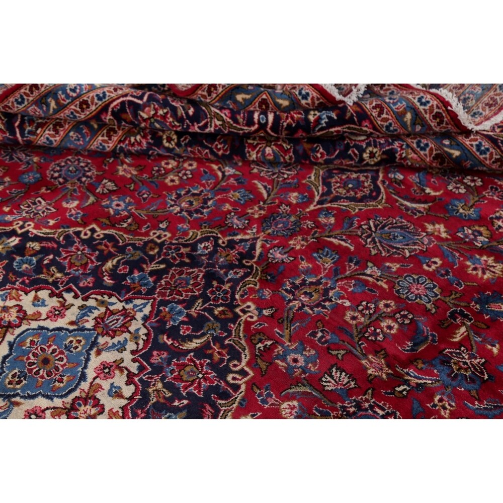 Vintage Floral Medallion Kashan Persian Oriental Area Rug Handmade - 9'8" x 13'2"