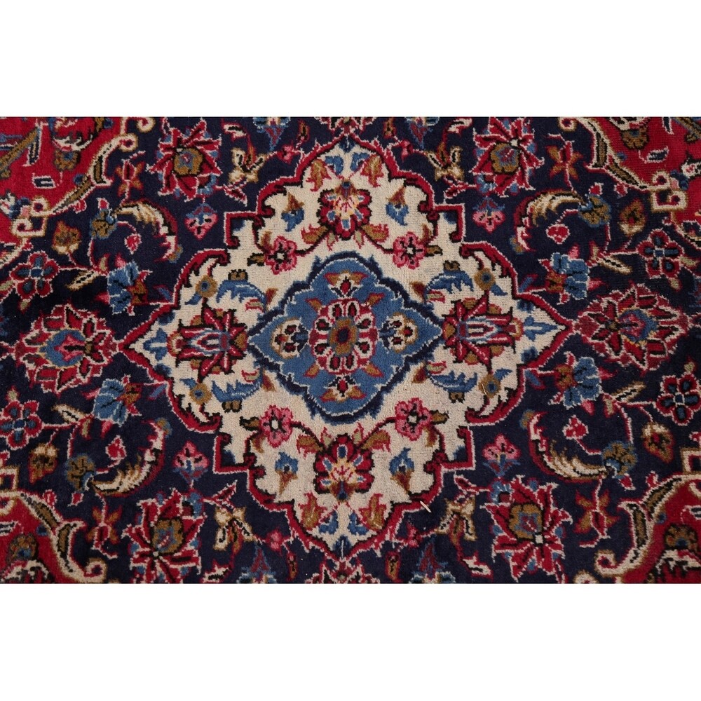 Vintage Floral Medallion Kashan Persian Oriental Area Rug Handmade - 9'8" x 13'2"