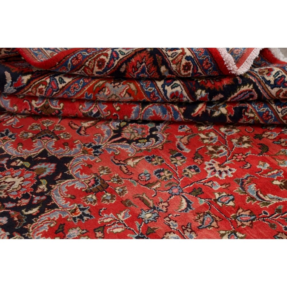 Vintage Floral Red Kashmar Persian Area Rug Handmade Wool Carpet - 9'7" x 12'9"