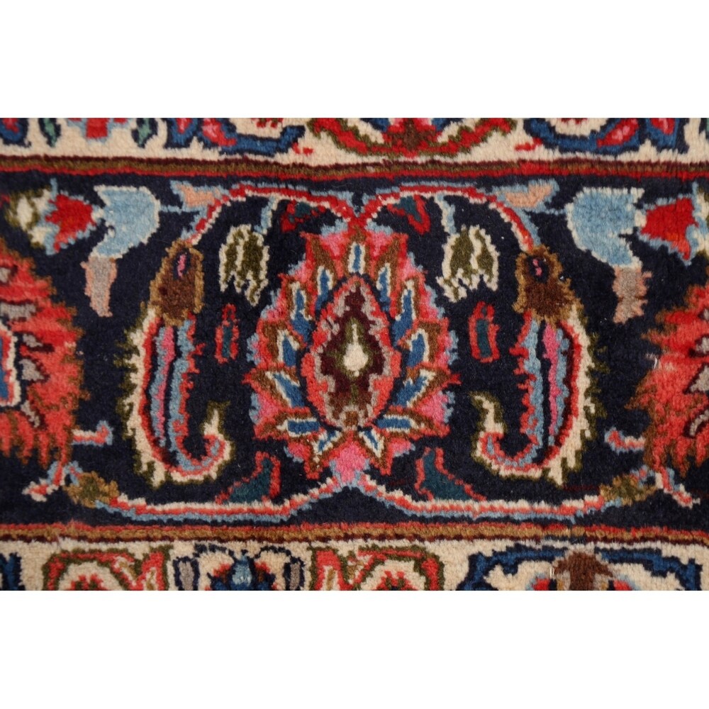 Vintage Floral Red Kashmar Persian Area Rug Handmade Wool Carpet - 9'7" x 12'9"
