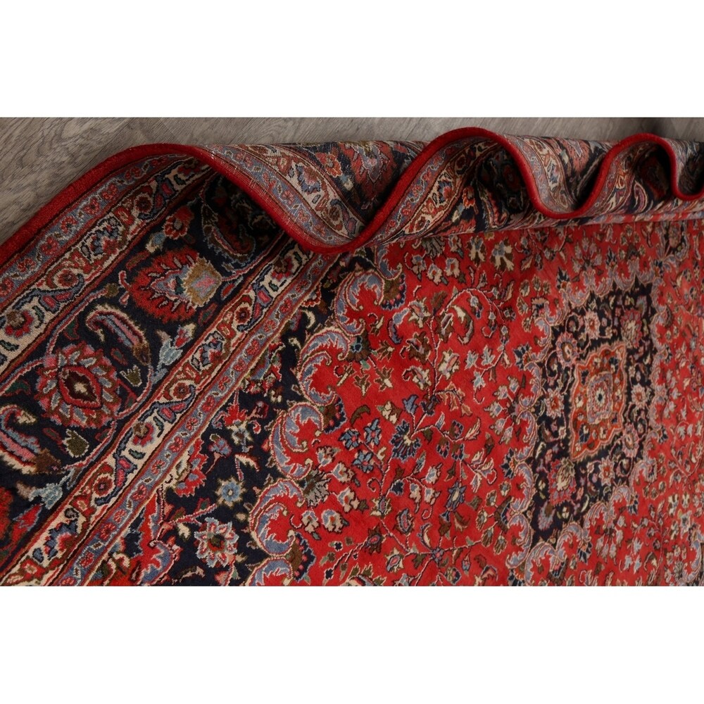 Vintage Floral Red Kashmar Persian Area Rug Handmade Wool Carpet - 9'7" x 12'9"