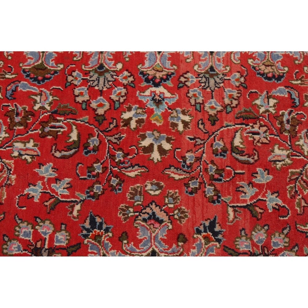 Vintage Floral Red Kashmar Persian Area Rug Handmade Wool Carpet - 9'7" x 12'9"