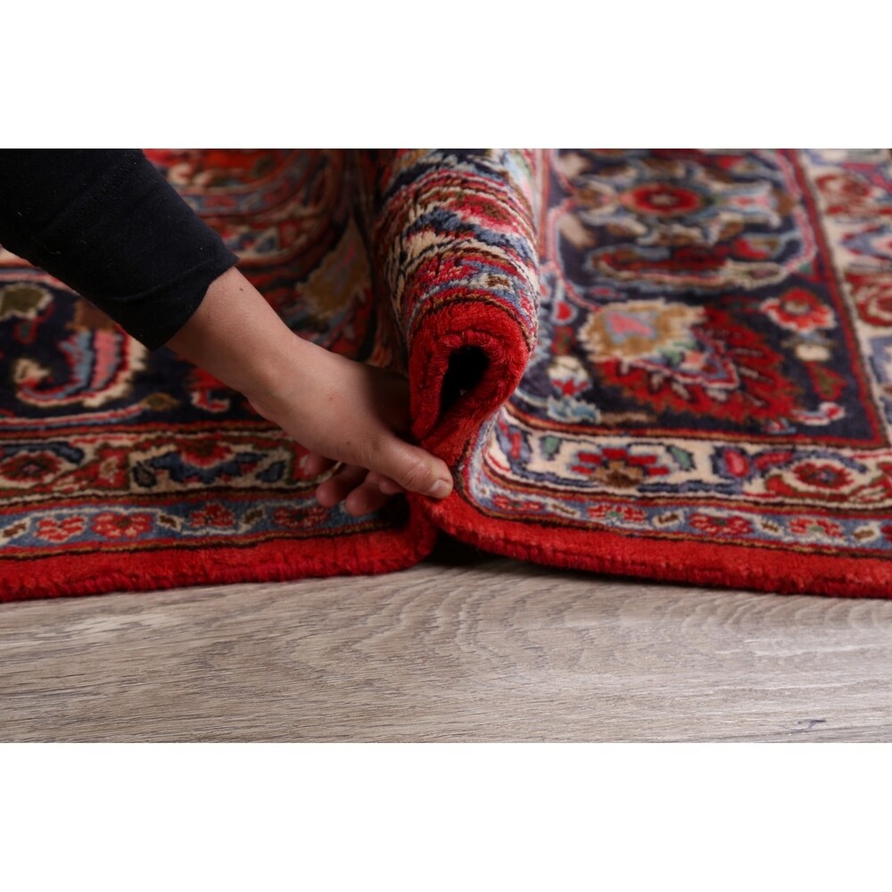 Vintage Floral Red Kashmar Persian Area Rug Handmade Wool Carpet - 9'7" x 12'9"