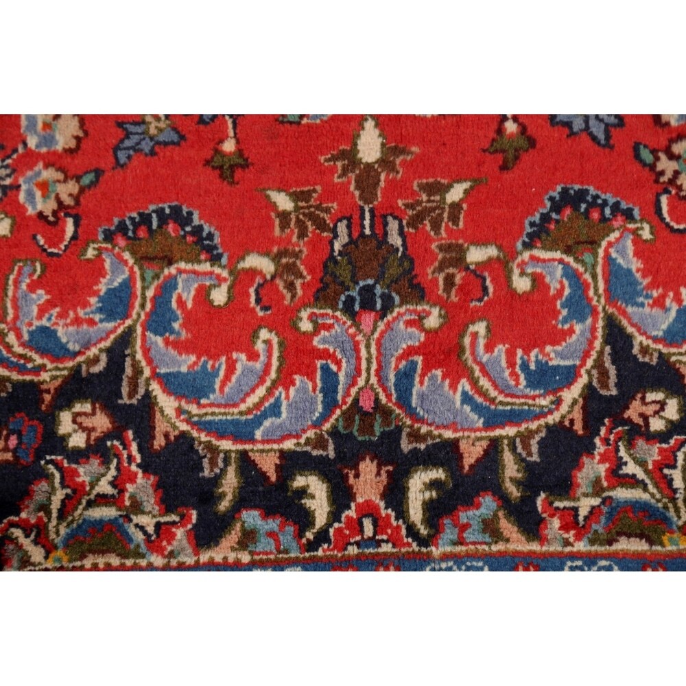 Vintage Floral Red Kashmar Persian Area Rug Handmade Wool Carpet - 9'7" x 12'9"