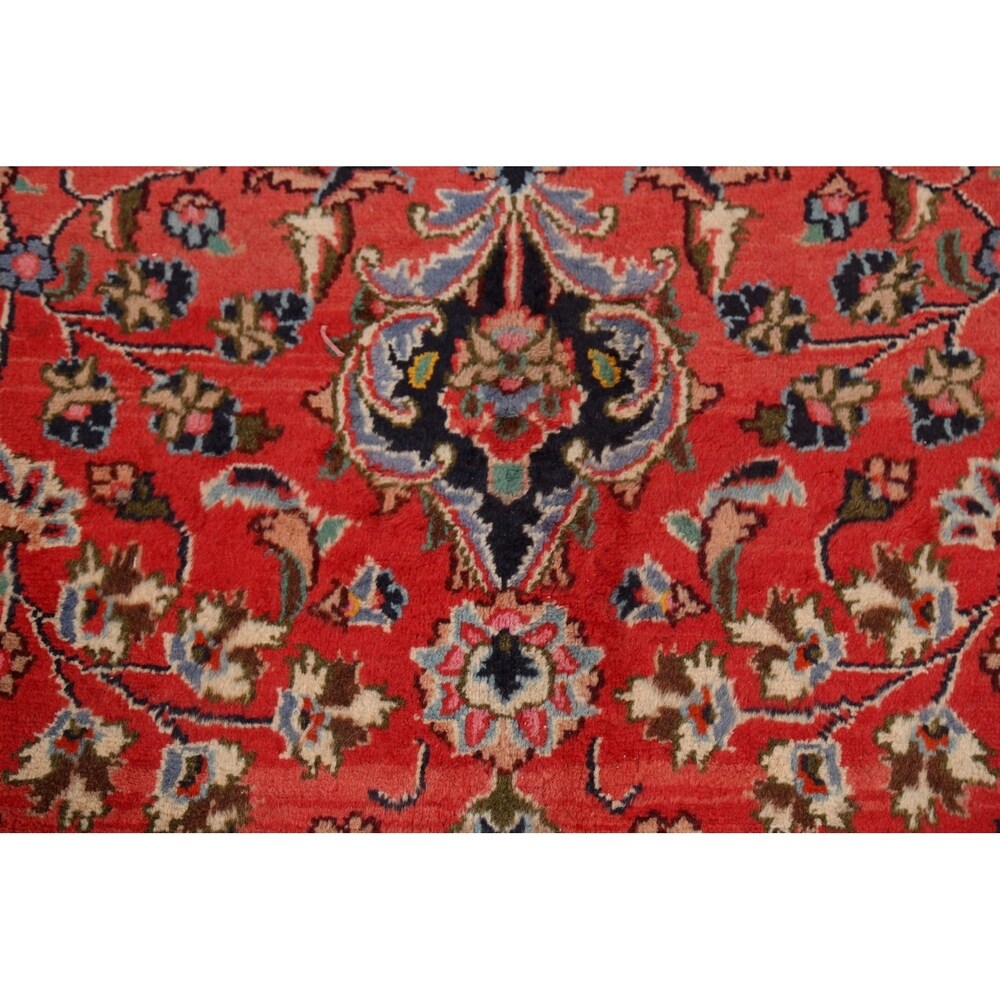 Vintage Floral Red Kashmar Persian Area Rug Handmade Wool Carpet - 9'7" x 12'9"