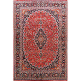 Vintage Floral Red Kashmar Persian Area Rug Handmade Wool Carpet - 9'7" x 12'9"