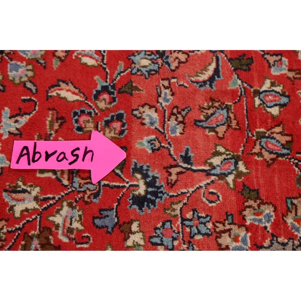 Vintage Floral Red Kashmar Persian Area Rug Handmade Wool Carpet - 9'7" x 12'9"