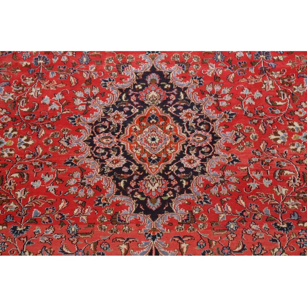 Vintage Floral Red Kashmar Persian Area Rug Handmade Wool Carpet - 9'7" x 12'9"