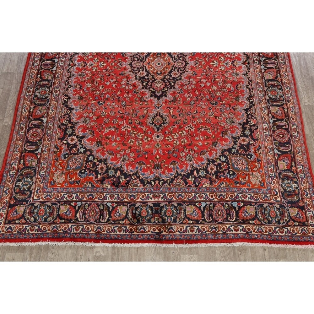 Vintage Floral Red Kashmar Persian Area Rug Handmade Wool Carpet - 9'7" x 12'9"