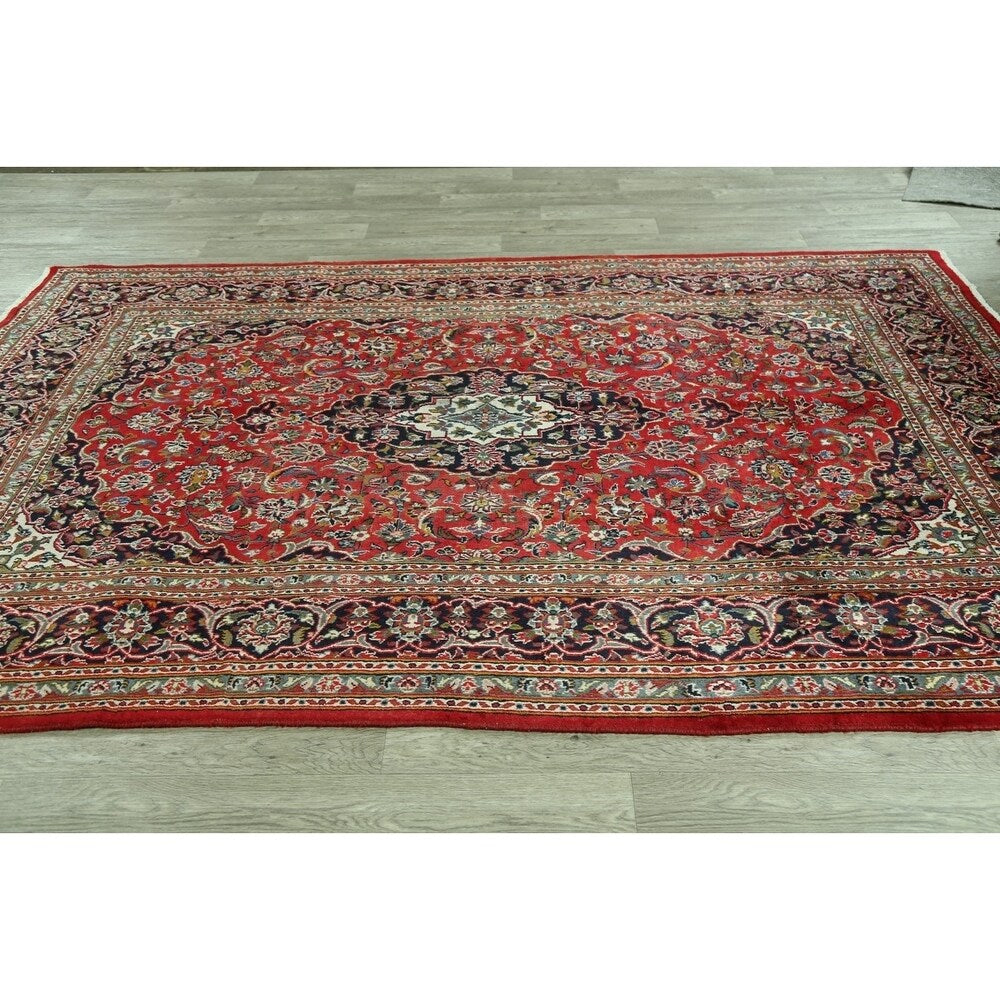 Floral Mashad Persian Home Decor Area Rug Handmade Wool Carpet - 6'6" x 9'4"