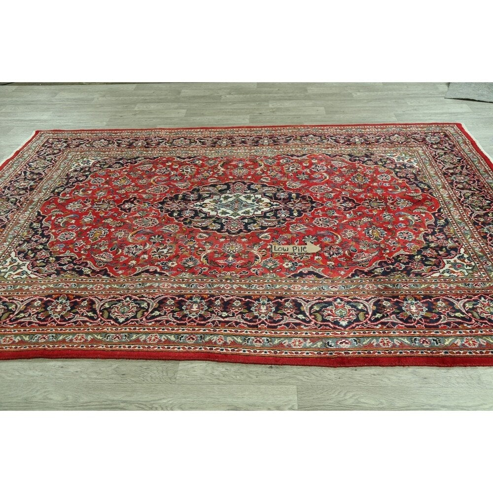 Floral Mashad Persian Home Decor Area Rug Handmade Wool Carpet - 6'6" x 9'4"