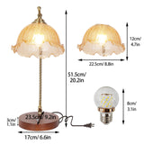 Vintage Flower Glass Table Lamp with Wooden Base USB Charging Port - 6.6x20.2 inch