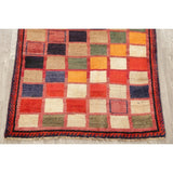 Vintage Gabbeh Checked Hand Knotted Wool Oriental Persian Area Rug - 4'8" x 3'6"