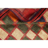 Vintage Gabbeh Checked Hand Knotted Wool Oriental Persian Area Rug - 4'8" x 3'6"