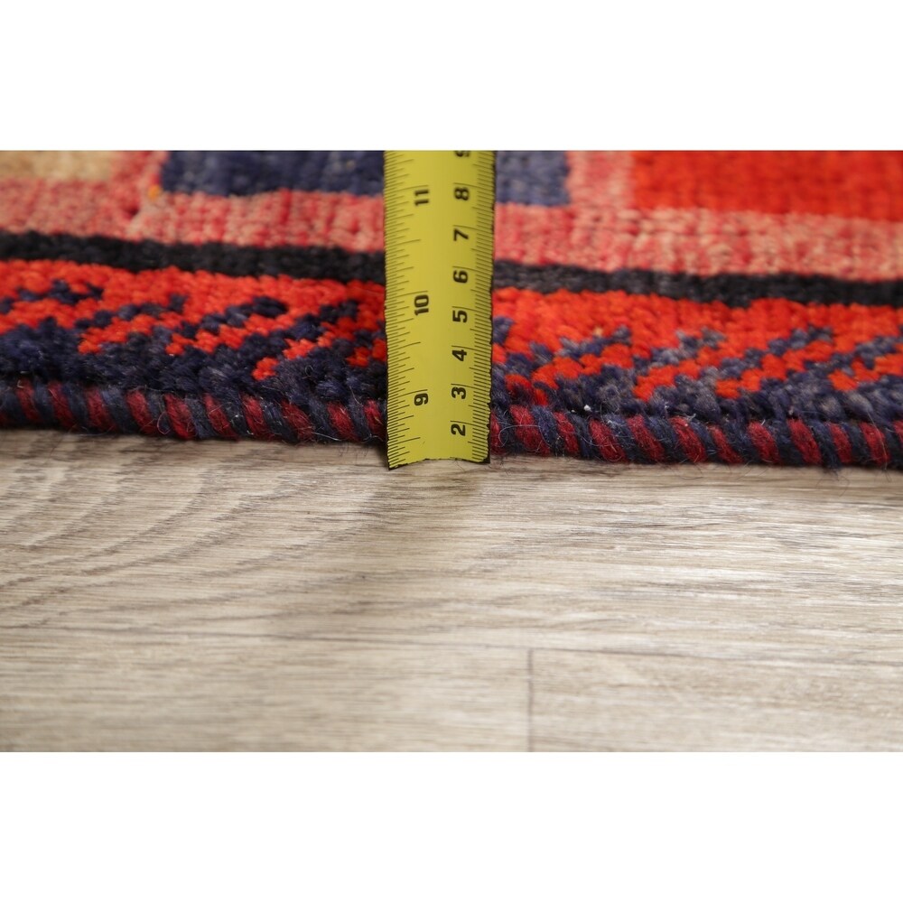 Vintage Gabbeh Checked Hand Knotted Wool Oriental Persian Area Rug - 4'8" x 3'6"