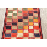 Vintage Gabbeh Checked Hand Knotted Wool Oriental Persian Area Rug - 4'8" x 3'6"