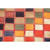Vintage Gabbeh Checked Hand Knotted Wool Oriental Persian Area Rug - 4'8" x 3'6"