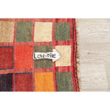 Vintage Gabbeh Checked Hand Knotted Wool Oriental Persian Area Rug - 4'8" x 3'6"