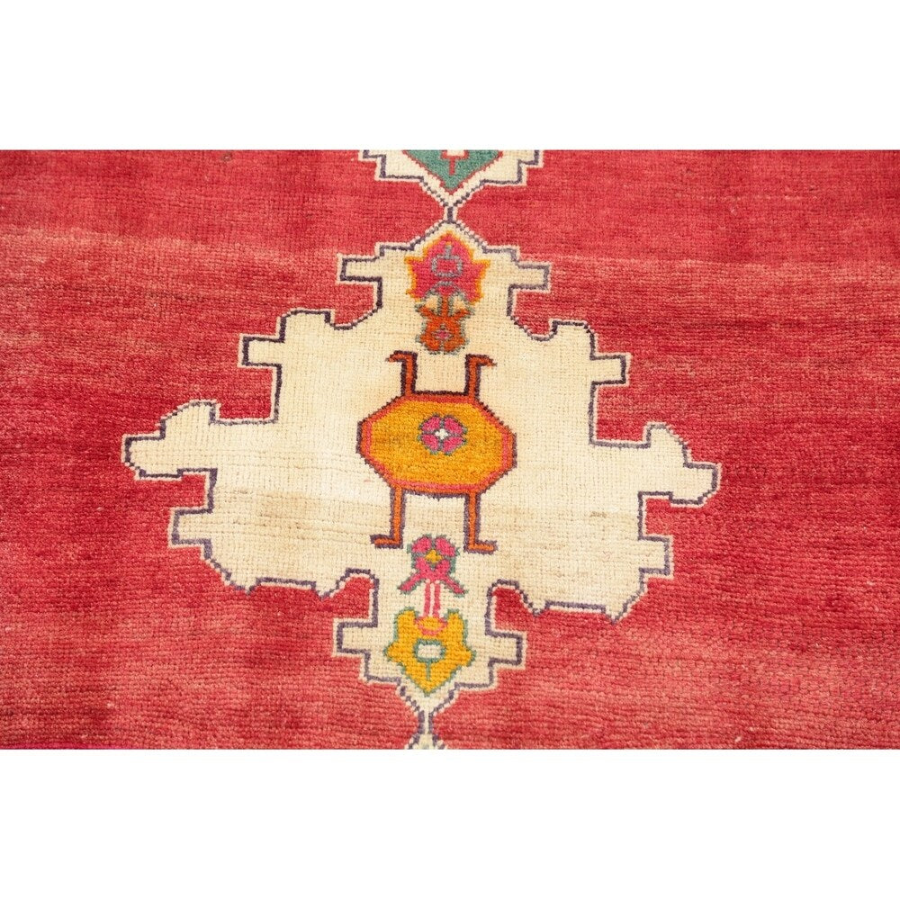 Vintage Gabbeh Geometric Hand Knotted Wool Oriental Persian Area Rug - 4'7" x 3'8"