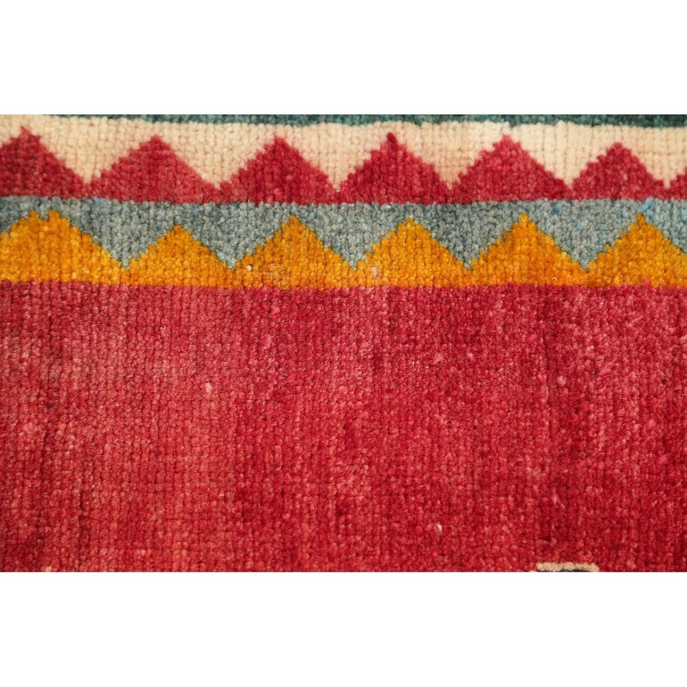 Vintage Gabbeh Geometric Hand Knotted Wool Oriental Persian Area Rug - 4'7" x 3'8"
