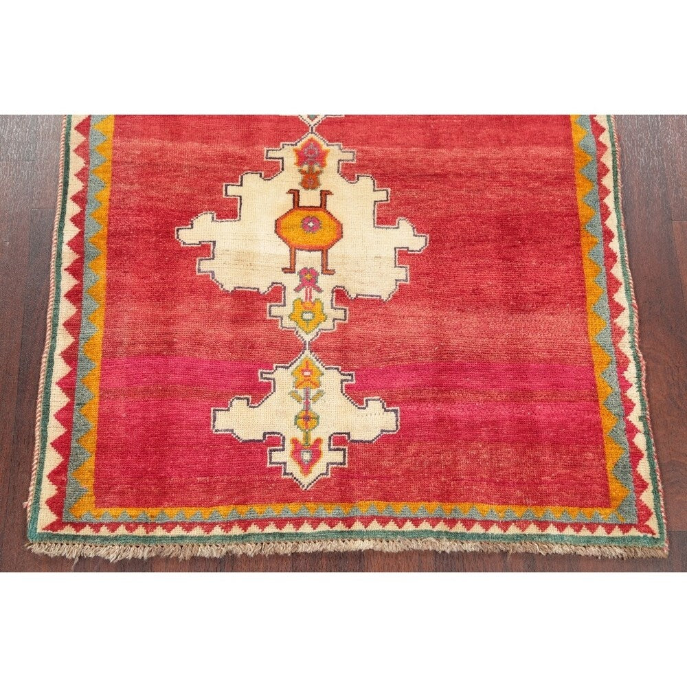 Vintage Gabbeh Geometric Hand Knotted Wool Oriental Persian Area Rug - 4'7" x 3'8"