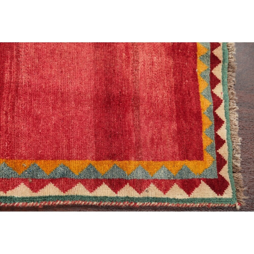 Vintage Gabbeh Geometric Hand Knotted Wool Oriental Persian Area Rug - 4'7" x 3'8"