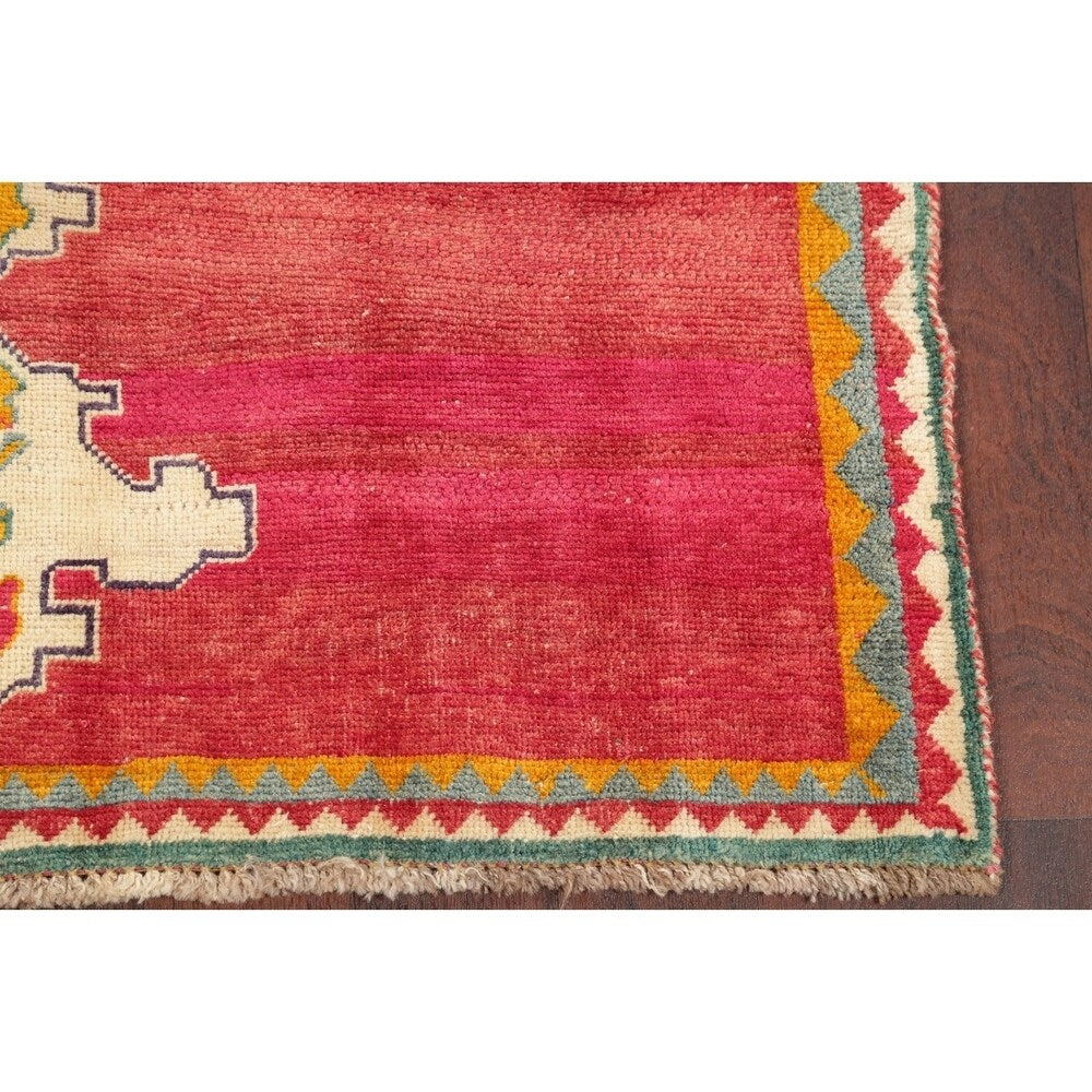 Vintage Gabbeh Geometric Hand Knotted Wool Oriental Persian Area Rug - 4'7" x 3'8"