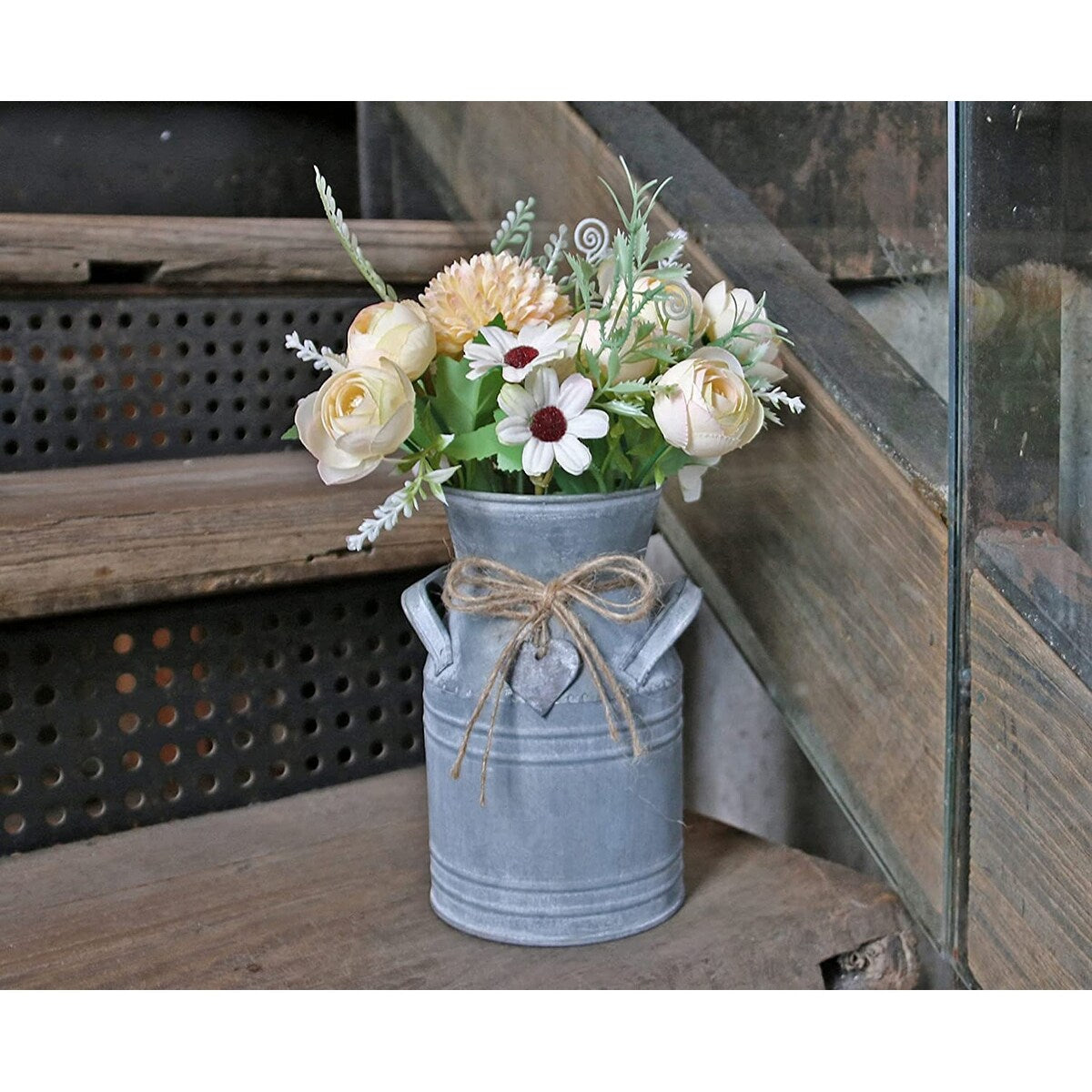 Vintage Galvanized Milk Can Country Metal Jug for