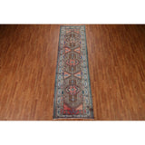 Vintage Geometric Ardebil Persian Runner Rug Handmade Wool Carpet - 3'3" x 10'10"