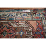 Vintage Geometric Ardebil Persian Runner Rug Handmade Wool Carpet - 3'3" x 10'10"