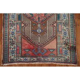 Vintage Geometric Ardebil Persian Runner Rug Handmade Wool Carpet - 3'3" x 10'10"