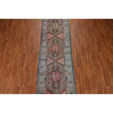 Vintage Geometric Ardebil Persian Runner Rug Handmade Wool Carpet - 3'3" x 10'10"