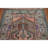 Vintage Geometric Ardebil Persian Runner Rug Handmade Wool Carpet - 3'3" x 10'10"