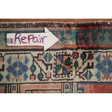 Vintage Geometric Ardebil Persian Runner Rug Handmade Wool Carpet - 3'3" x 10'10"