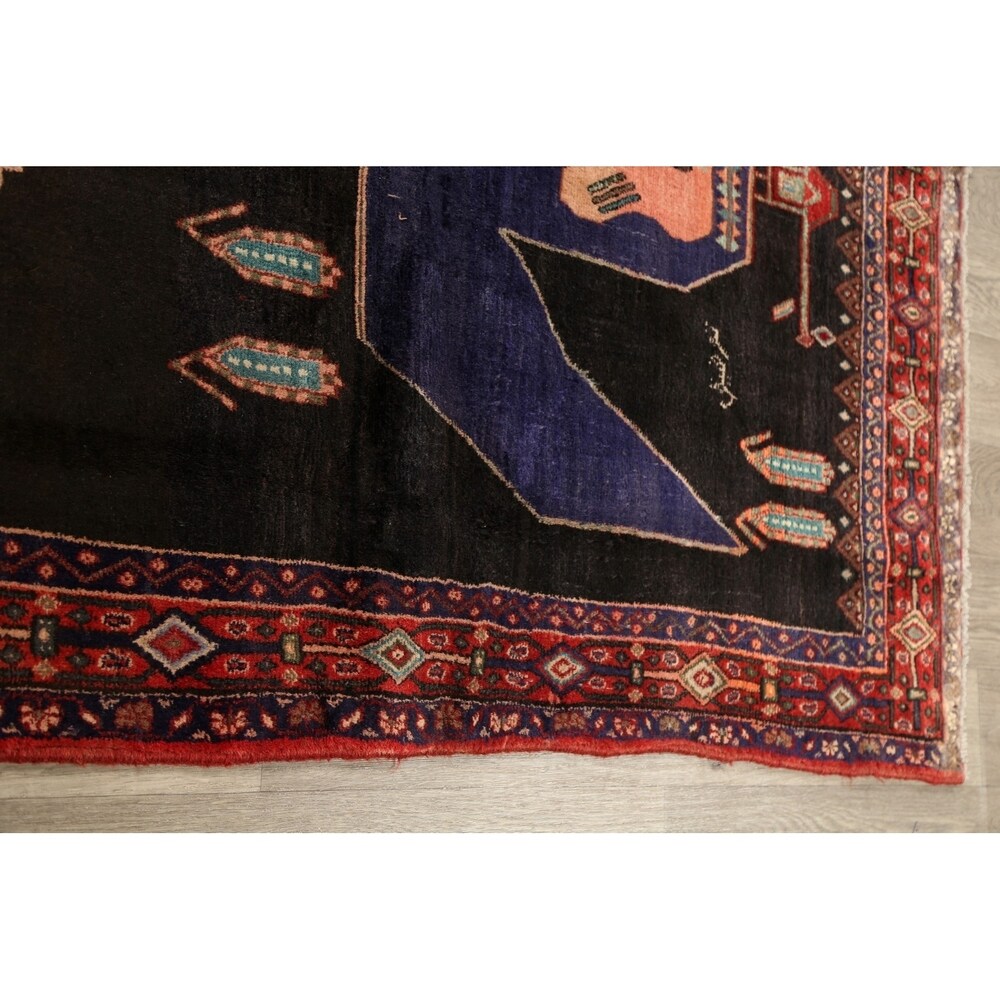 Vintage Geometric Bidjar Persian Runner Rug Hand-Knotted Carpet - 4'3" x 9'0"
