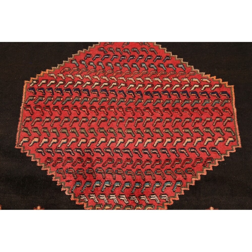 Vintage Geometric Bidjar Persian Runner Rug Hand-Knotted Carpet - 4'3" x 9'0"