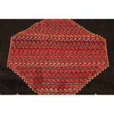 Vintage Geometric Bidjar Persian Runner Rug Hand-Knotted Carpet - 4'3" x 9'0"