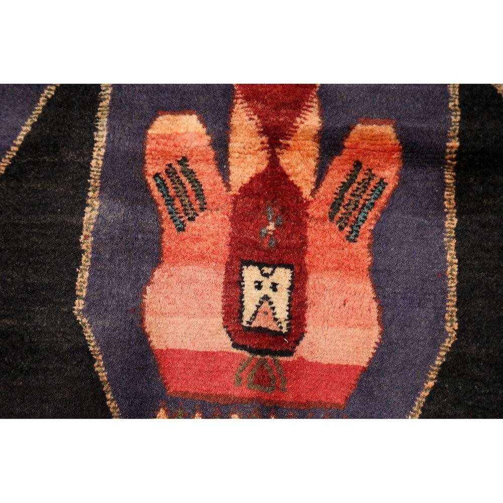 Vintage Geometric Bidjar Persian Runner Rug Hand-Knotted Carpet - 4'3" x 9'0"