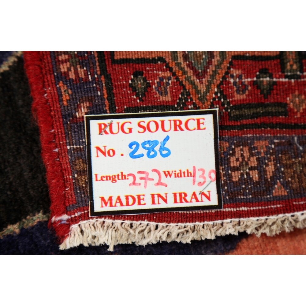 Vintage Geometric Bidjar Persian Runner Rug Hand-Knotted Carpet - 4'3" x 9'0"