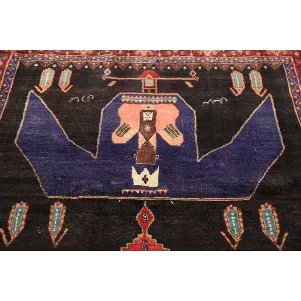 Vintage Geometric Bidjar Persian Runner Rug Hand-Knotted Carpet - 4'3" x 9'0"