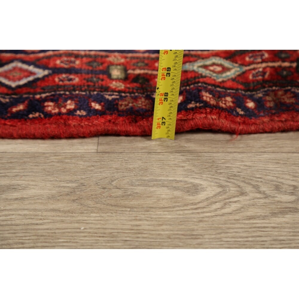 Vintage Geometric Bidjar Persian Runner Rug Hand-Knotted Carpet - 4'3" x 9'0"
