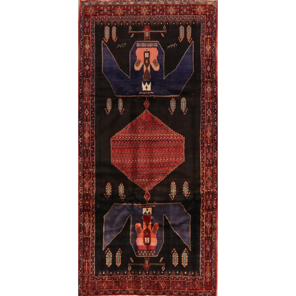 Vintage Geometric Bidjar Persian Runner Rug Hand-Knotted Carpet - 4'3" x 9'0"