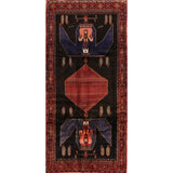 Vintage Geometric Bidjar Persian Runner Rug Hand-Knotted Carpet - 4'3" x 9'0"