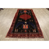 Vintage Geometric Bidjar Persian Runner Rug Hand-Knotted Carpet - 4'3" x 9'0"