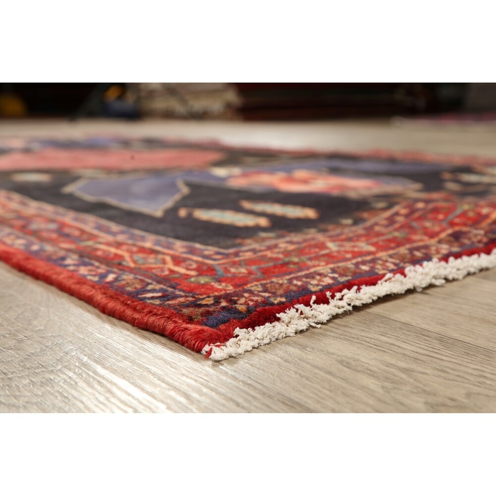 Vintage Geometric Bidjar Persian Runner Rug Hand-Knotted Carpet - 4'3" x 9'0"