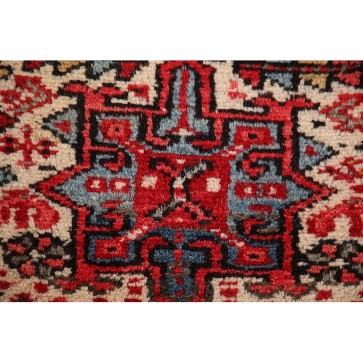Vintage Geometric Gharajeh Persian Rug Handmade Oriental Wool Carpet - 1'8" x 2'6"
