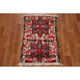 Vintage Geometric Gharajeh Persian Rug Handmade Oriental Wool Carpet - 1'8" x 2'6"