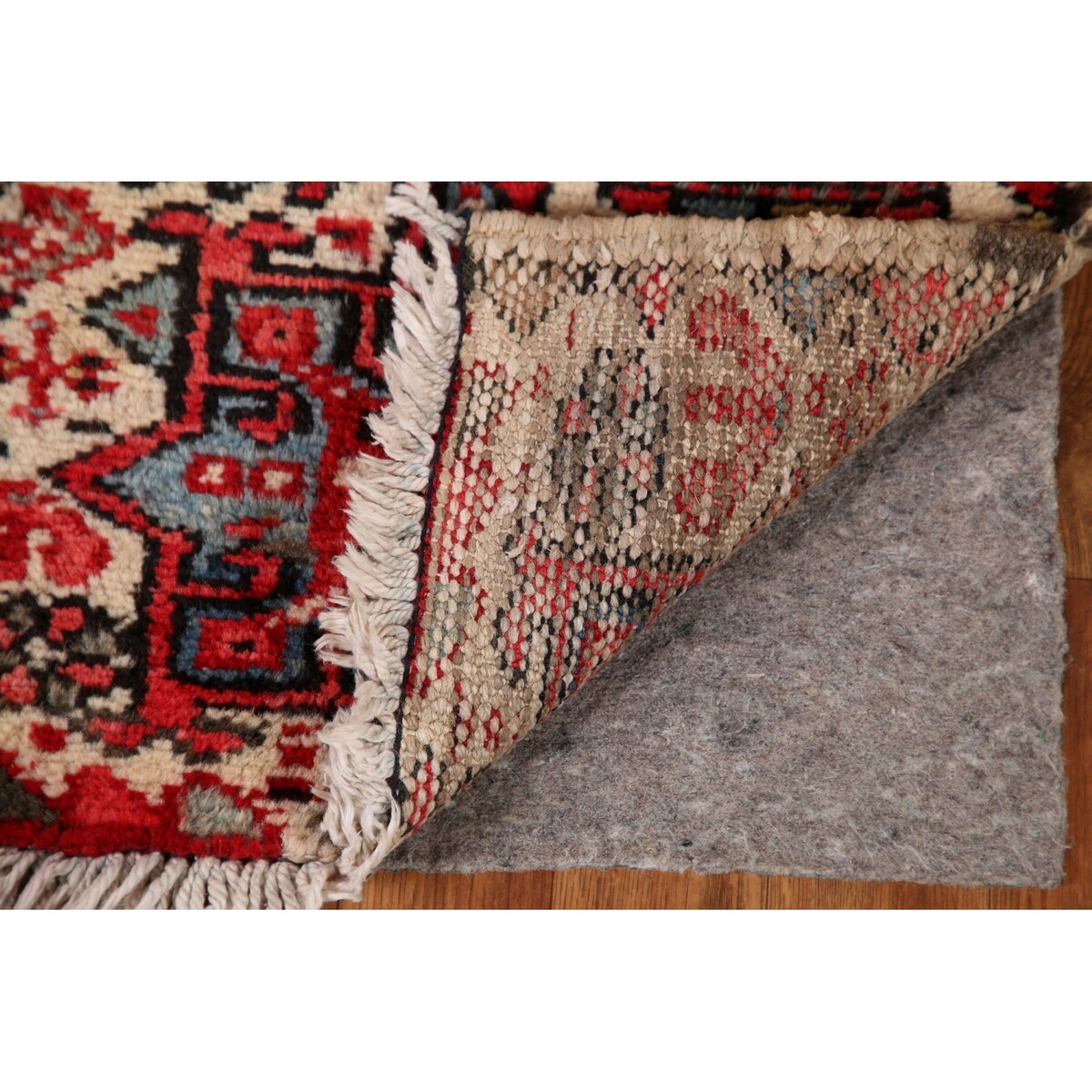 Vintage Geometric Gharajeh Persian Rug Handmade Oriental Wool Carpet - 1'8" x 2'6"