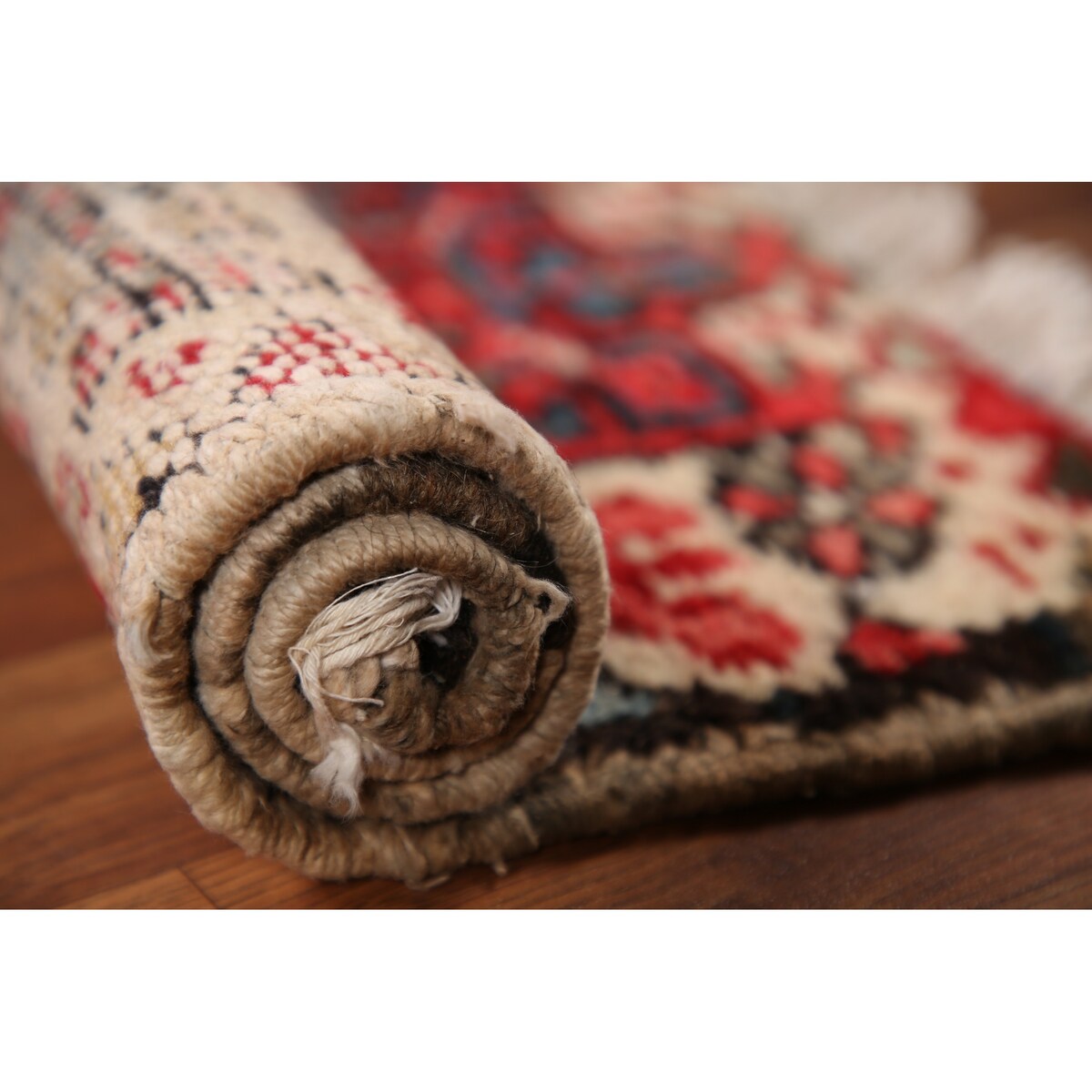 Vintage Geometric Gharajeh Persian Rug Handmade Oriental Wool Carpet - 1'8" x 2'6"